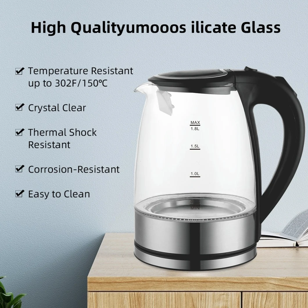 Home Appliance Glass Kettles Hervidor De Agua Electric Jug Kettle New ABS Plastic Electric Kettle 1.8 Liters